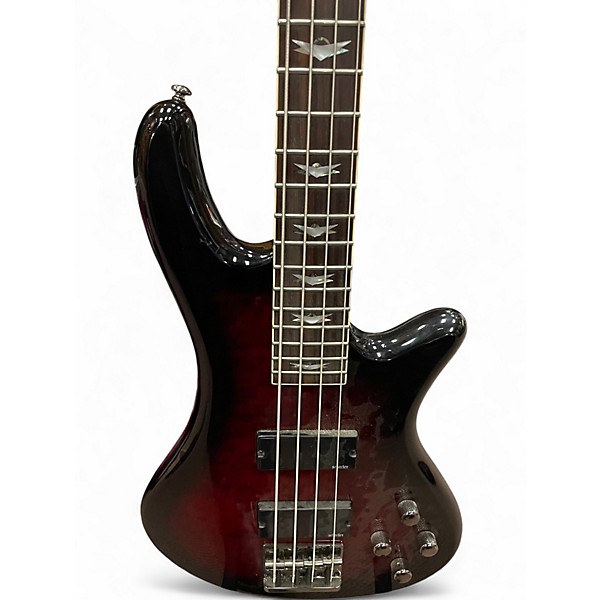 Used Schecter Guitar Research Stiletto Extreme 4 String RED BURST Electric Bass Guitar