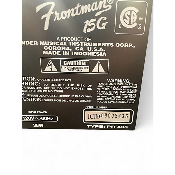 Used Fender Frontman 15G 15W Guitar Combo Amp