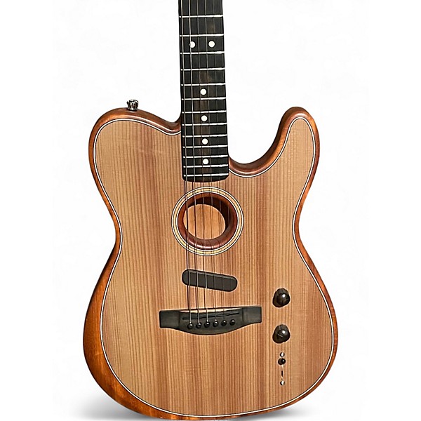 Used Fender American Acoustasonic Telecaster Natural Acoustic Electric Guitar