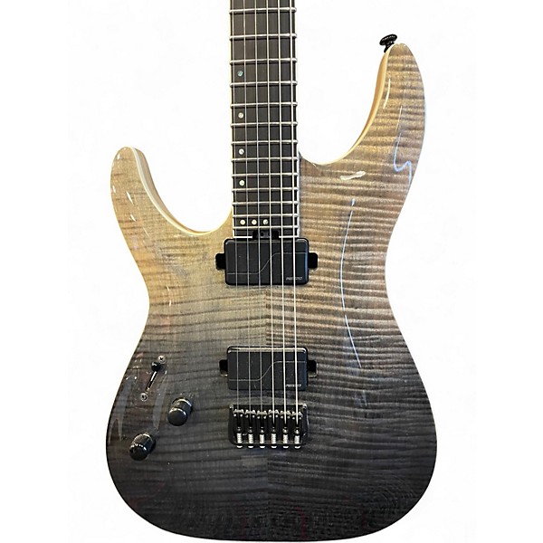 Used Schecter Guitar Research C1 SLS Elite Left Handed Black Fade Burst Solid Body Electric Guitar