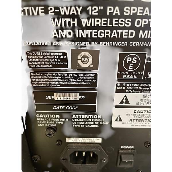 Used Behringer Eurolive B112W Powered Speaker