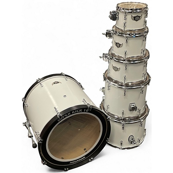 Used D3 Percussion 6 Piece Custom Polar White Drum Kit