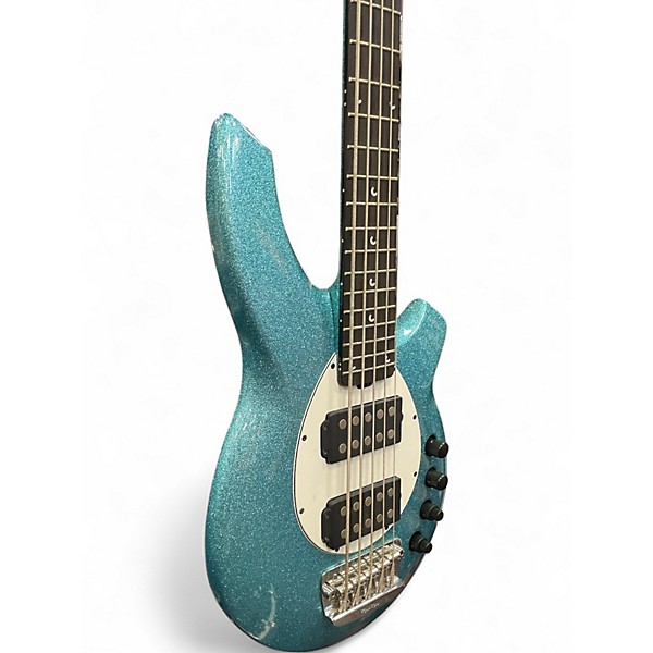 Used Ernie Ball Music Man Bongo 5 HH Blue Sparkle Electric Bass Guitar