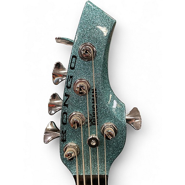 Used Ernie Ball Music Man Bongo 5 HH Blue Sparkle Electric Bass Guitar