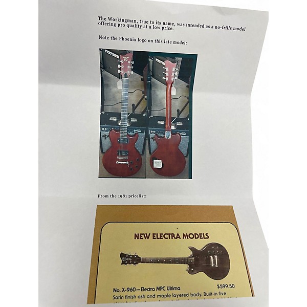 Vintage 1981 Electra X280 NATURAL Solid Body Electric Guitar