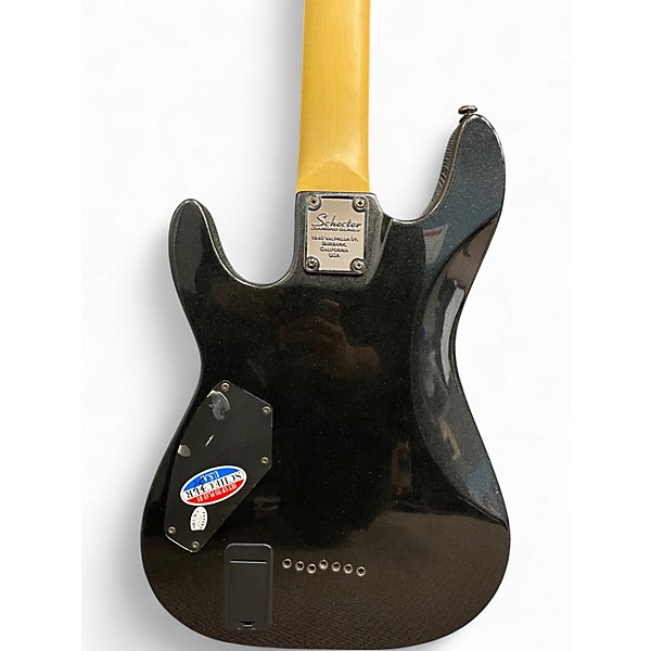 Used 2010s Schecter Guitar Research Damien Elite 7 Metallic Black Solid Body Electric Guitar