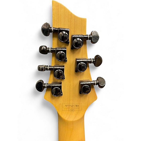 Used 2010s Schecter Guitar Research Damien Elite 7 Metallic Black Solid Body Electric Guitar