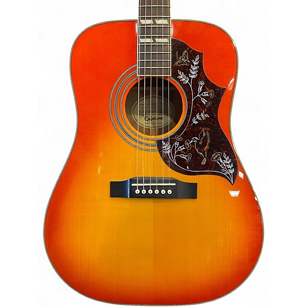 Used 2014 Epiphone Hummingbird Pro Faded Cherry Acoustic Electric Guitar