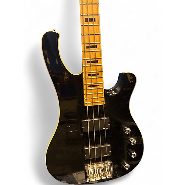 Used Schecter Guitar Research 004 Black and Gold Electric Bass Guitar