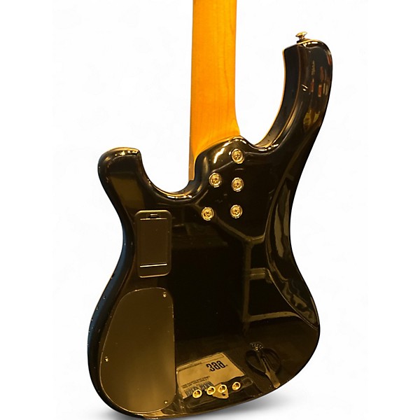 Used Schecter Guitar Research 004 Black and Gold Electric Bass Guitar