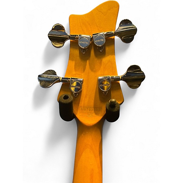 Used Schecter Guitar Research 004 Black and Gold Electric Bass Guitar