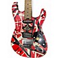 Used EVH Striped Series Frankie Red with Black and White Stripes Solid Body Electric Guitar