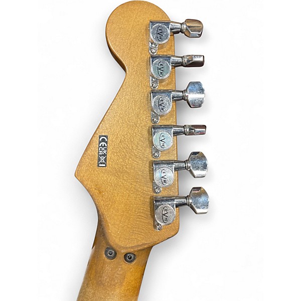 Used EVH Striped Series Frankie Red with Black and White Stripes Solid Body Electric Guitar