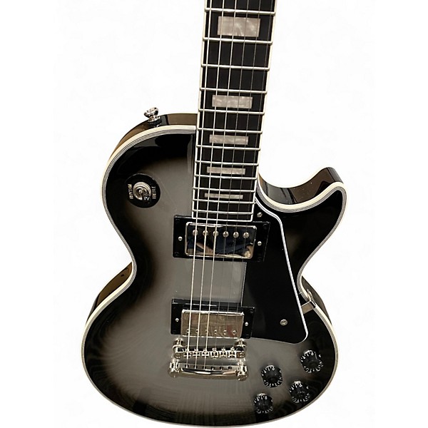 Used Epiphone Les Paul Custom Black and Silver Solid Body Electric Guitar