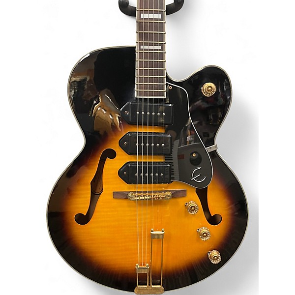 Used 2000s Epiphone ZYPHYR BLUES DELUXE Vintage Sunburst Hollow Body Electric Guitar