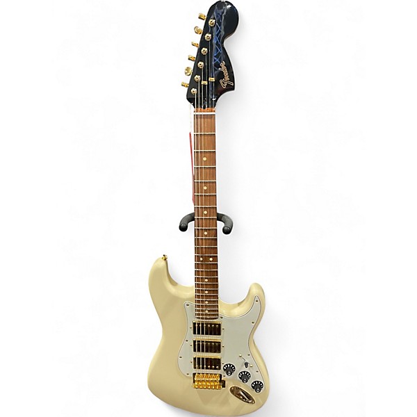 Used 2019 Fender MAHOGANY BLACKTOP STRAT HHH Olympic White Solid Body Electric Guitar