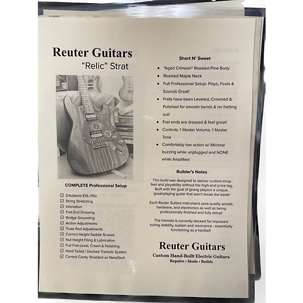 Used Reuter Guitars Relic S Type Guitar Aged Crimson Solid Body Electric Guitar