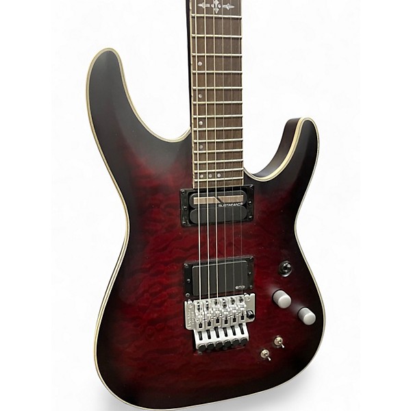 Used Schecter Guitar Research C1 Floyd Rose Platinum Satin Trans Red Solid Body Electric Guitar