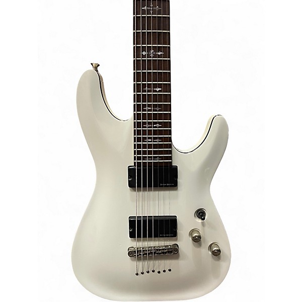 Used Schecter Guitar Research Demon 7 String Arctic White Solid Body Electric Guitar
