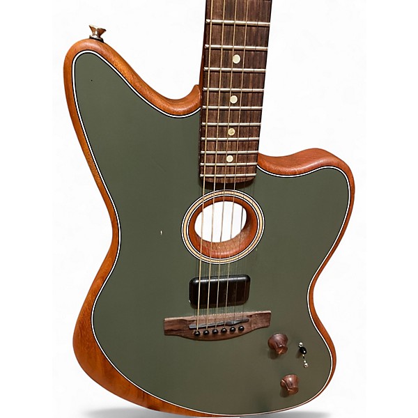 Used Fender ACOUSTASONIC JAZZMASTER ANTIQUE OLIVE Acoustic Electric Guitar