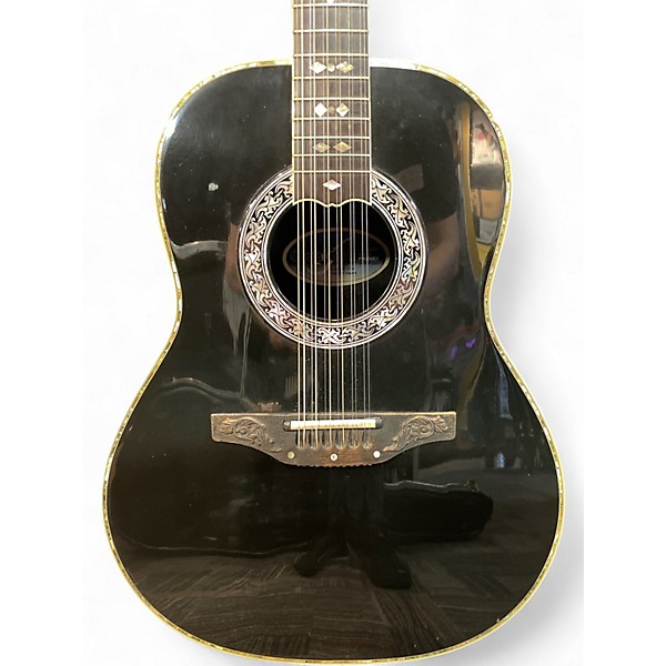 Used Ovation 1759 Custom Legend Black 12 String Acoustic Electric Guitar