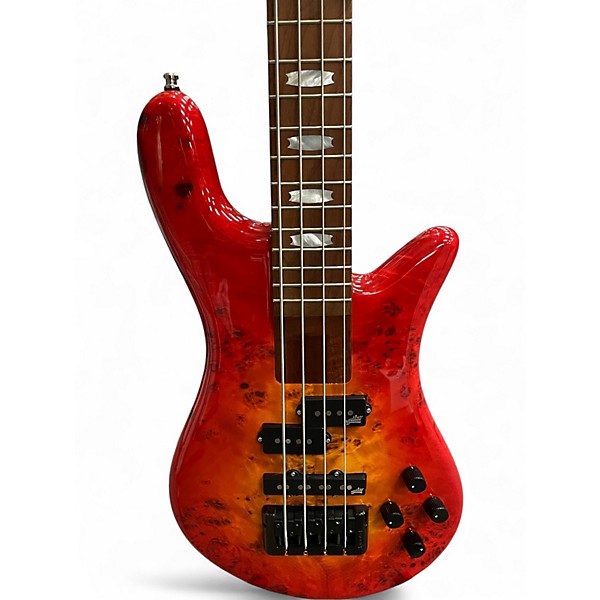 Used Spector Euro4 LX RED ORANGE BURL Electric Bass Guitar
