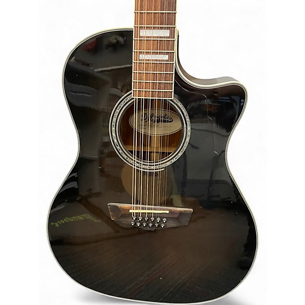 Used D'Angelico Premier Fulton 12 Trans Black 12 String Acoustic Electric Guitar