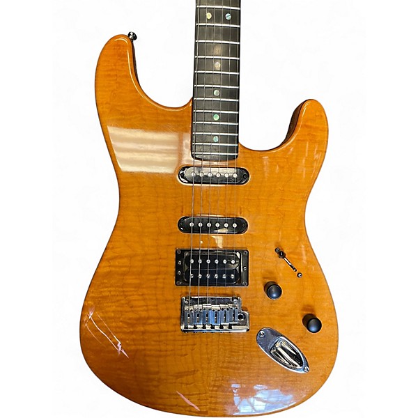 Used 2003 Fender AMERICAN DELUXE STRATOCASTER HSS FMT Amber Solid Body Electric Guitar