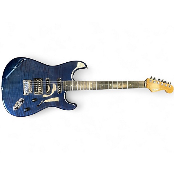 Used 2025 Fender AMERICAN DELUXE STRATOCASTER HSS FMT Trans Blue Solid Body Electric Guitar