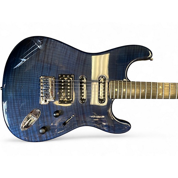 Used 2025 Fender AMERICAN DELUXE STRATOCASTER HSS FMT Trans Blue Solid Body Electric Guitar