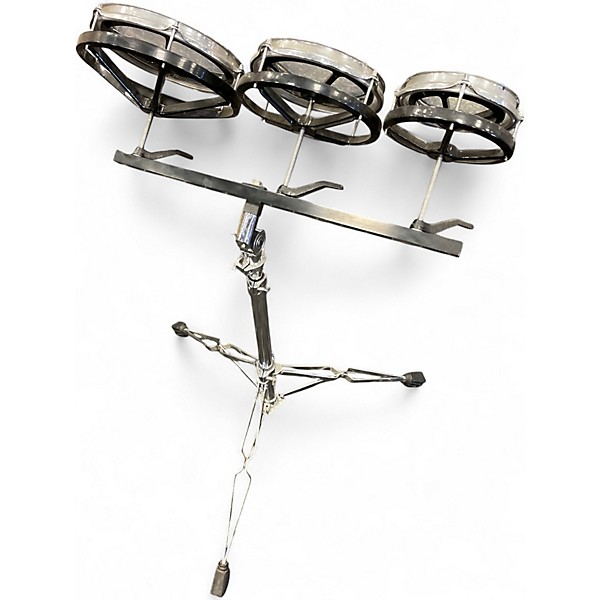 Used Remo 3 Piece Rototom Black and Silver Roto Toms