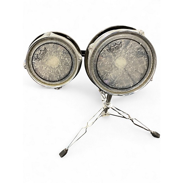 Used Remo 3 Piece Rototom Black and Silver Roto Toms