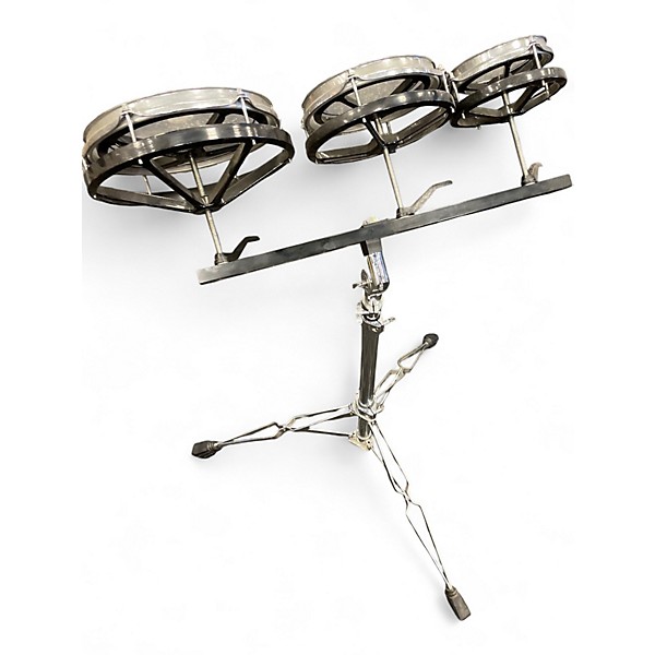 Used Remo 3 Piece Rototom Black and Silver Roto Toms