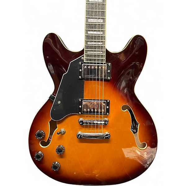 Used Grote 335 Style Vintage Sunburst Solid Body Electric Guitar