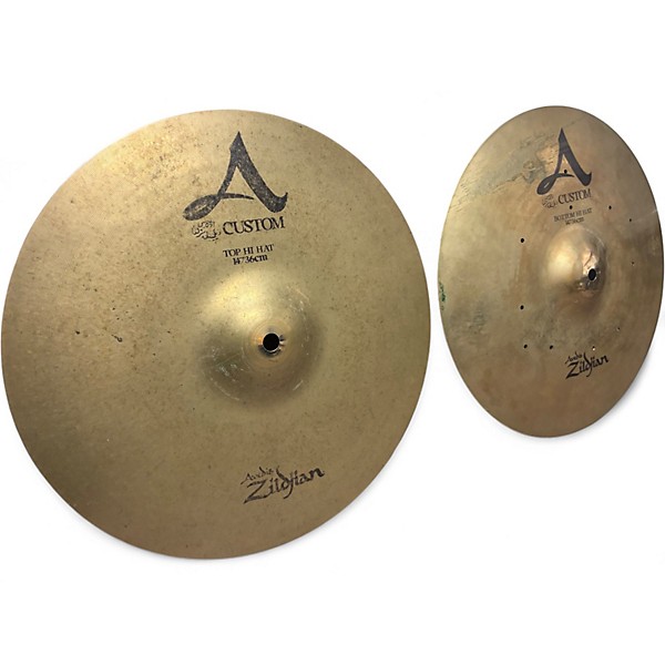 Used Zildjian 14in A Custom Hi Hat Pair Cymbal