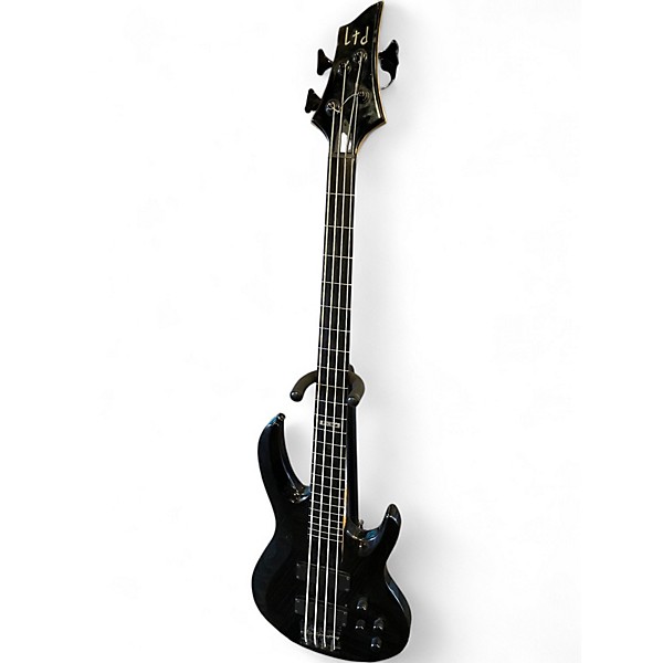 Used ESP LTD B104 Fretless Black Electric Bass Guitar