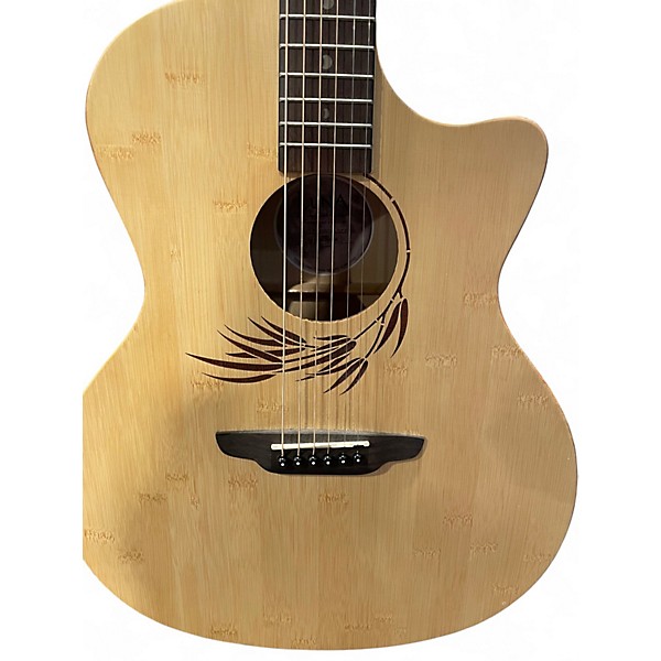 Used Luna bamboo Natural Acoustic Electric Guitar