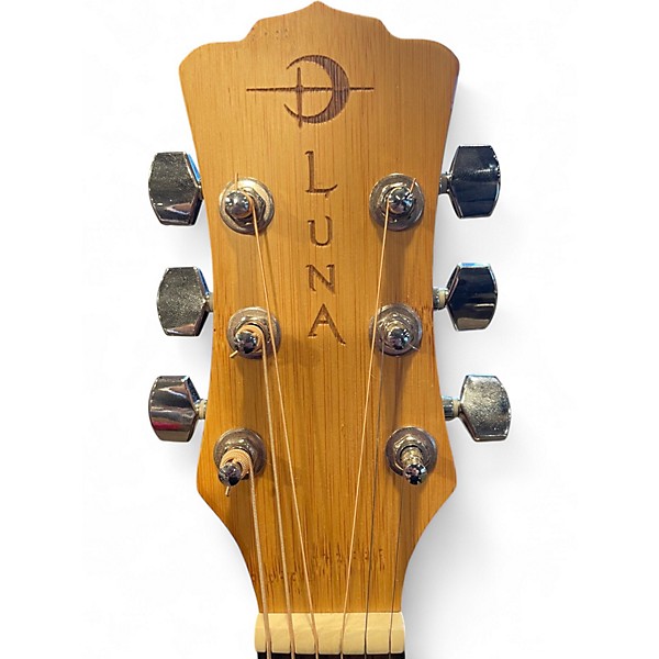 Used Luna bamboo Natural Acoustic Electric Guitar
