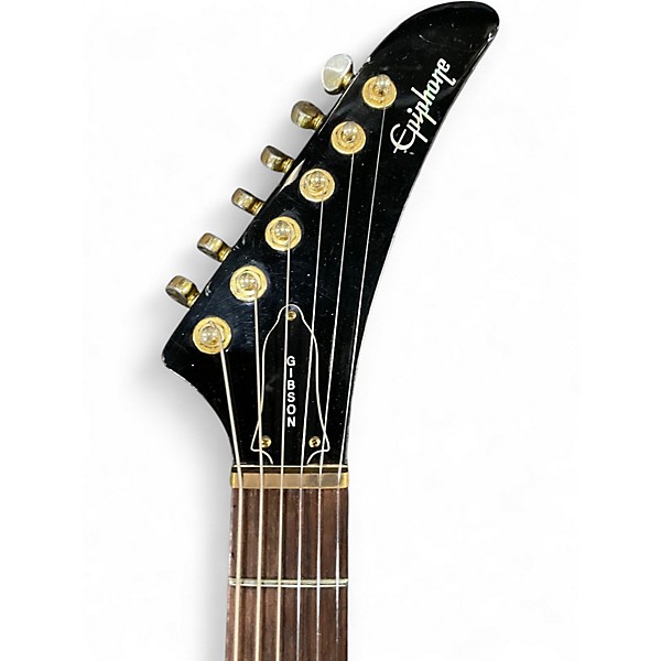 Used 2002 Epiphone Korina Explorer Ebony Electric Bass Guitar