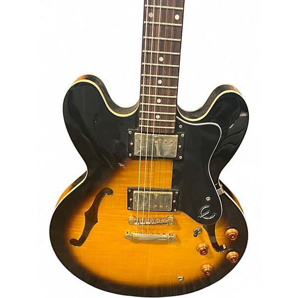 Used Epiphone Dot Deluxe Flametop 2 Color Sunburst Hollow Body Electric Guitar