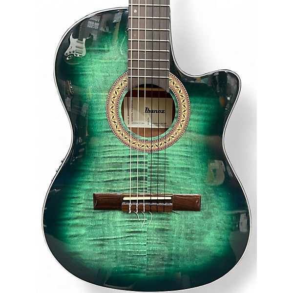 Used Ibanez GA35FMTCE Emerald Burst Classical Acoustic Electric Guitar