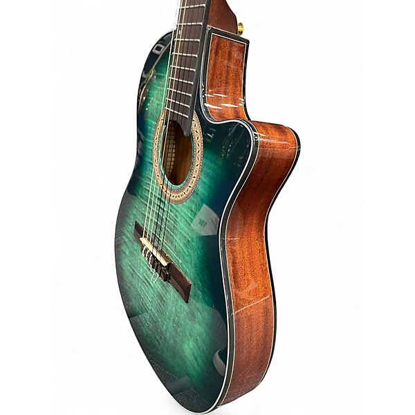 Used Ibanez GA35FMTCE Emerald Burst Classical Acoustic Electric Guitar