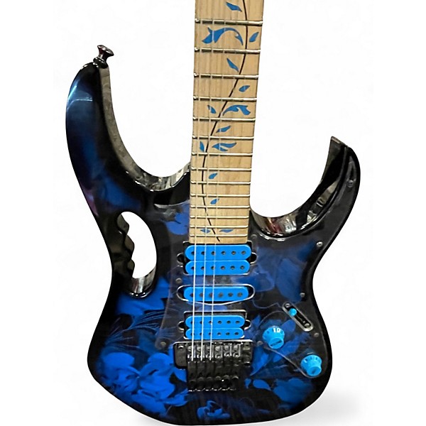 Used 2018 Ibanez Jem 77 Blue Florial  Solid Body Electric Guitar