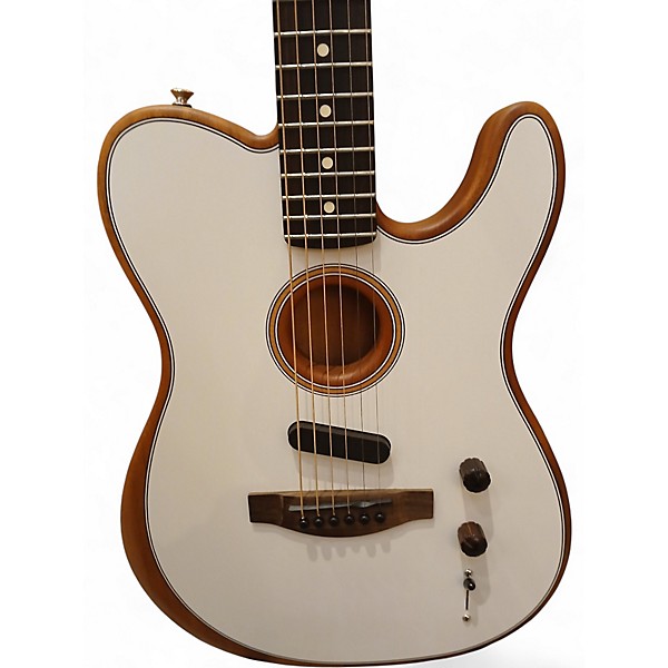 Used Fender Acoustasonic Player Telecaster Arctic White Acoustic Electric Guitar