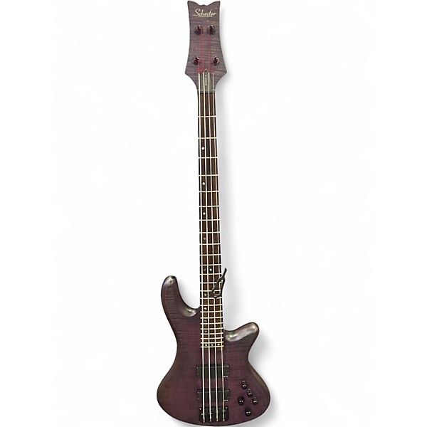 Used Schecter Guitar Research Stiletto Studio 4 String Fretless Trans Purple Electric Bass Guitar