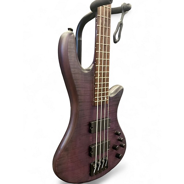 Used Schecter Guitar Research Stiletto Studio 4 String Fretless Trans Purple Electric Bass Guitar