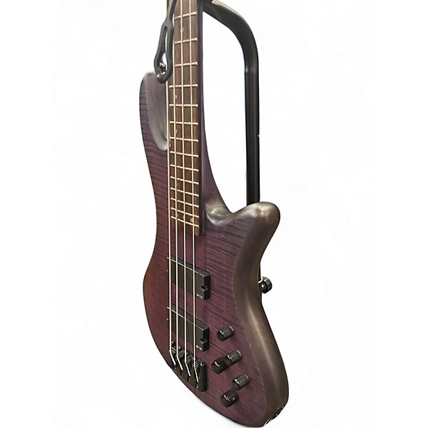 Used Schecter Guitar Research Stiletto Studio 4 String Fretless Trans Purple Electric Bass Guitar