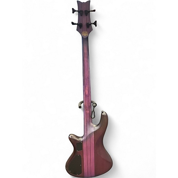 Used Schecter Guitar Research Stiletto Studio 4 String Fretless Trans Purple Electric Bass Guitar