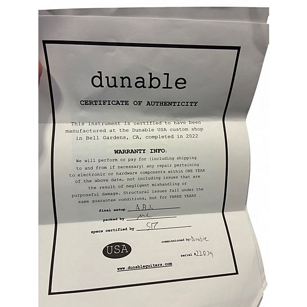 Used Dunable Guitars cyclops Ocean Blue Burst Solid Body Electric Guitar