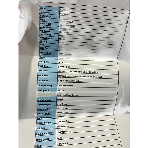 Used Dunable Guitars cyclops Ocean Blue Burst Solid Body Electric Guitar